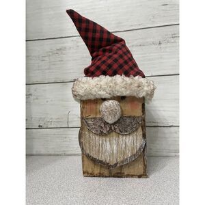 Farmhouse Santa Faux Wood Block Shelf Sitter Christmas Decor Gift Rustic